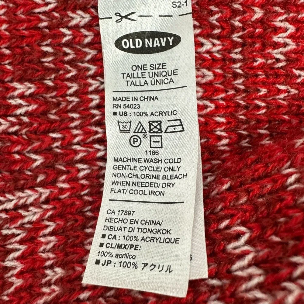 Old Navy Red & White Knit Scarf One Size Acrylic